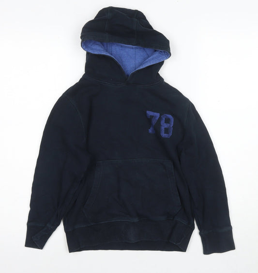 Next Boys Black Pullover Hoodie with Logo, Size 9 Years