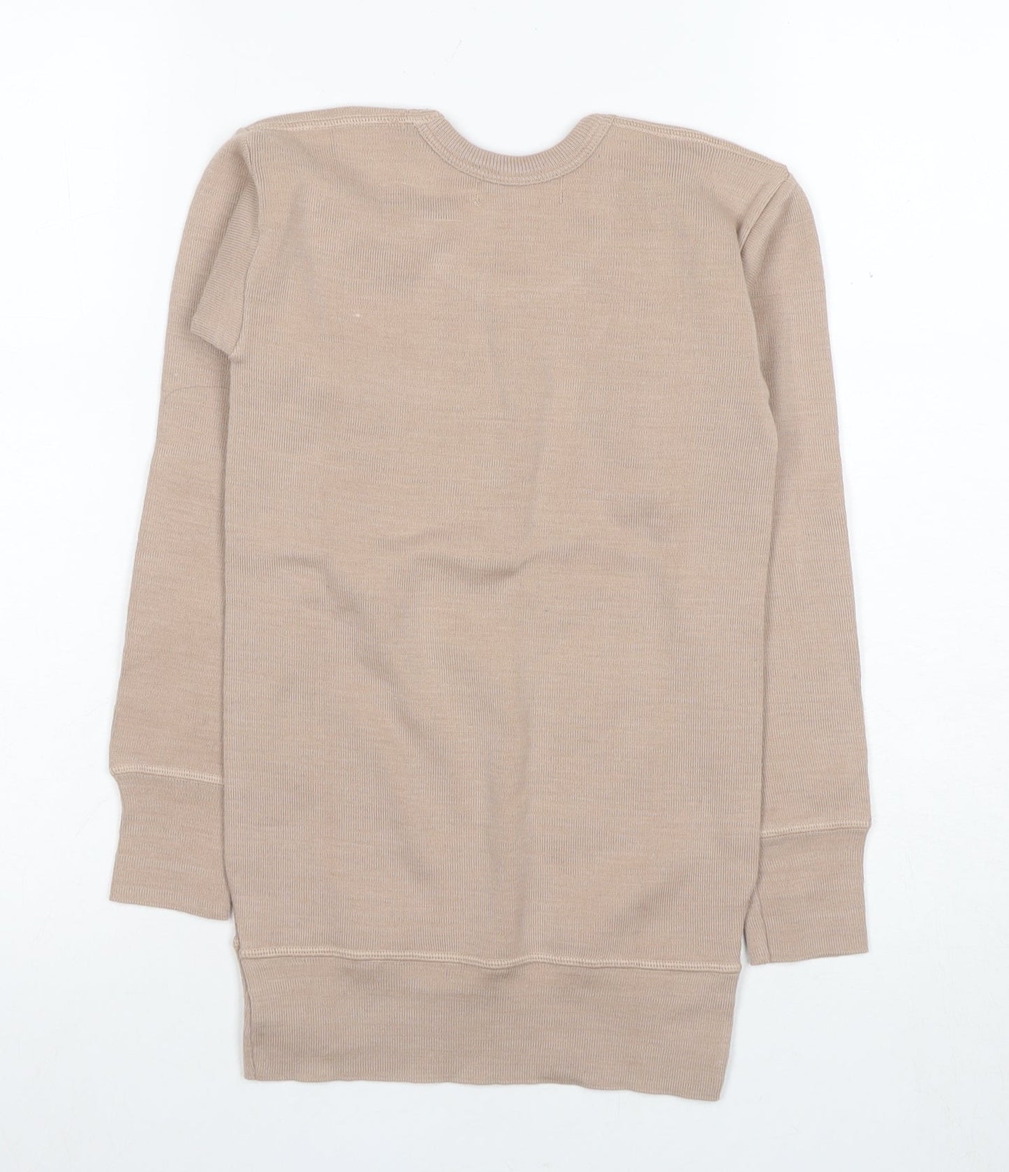 Effedi Beige Boys Pullover Long Sleeve Jumper, Round Neck, Size 7