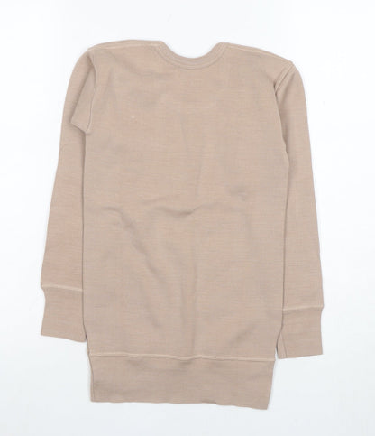 Effedi Beige Boys Pullover Long Sleeve Jumper, Round Neck, Size 7