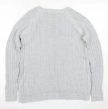 Gap Women's Grey Cable-Knit Pullover Jumper Size M