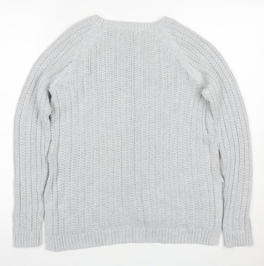 Gap Women's Grey Cable-Knit Pullover Jumper Size M