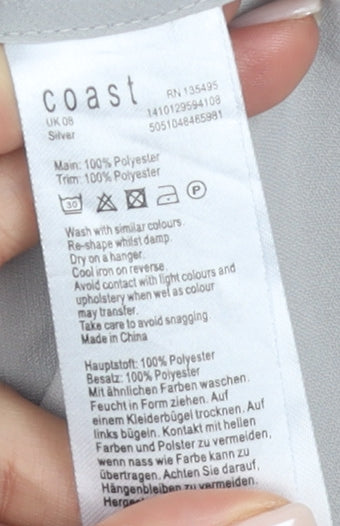 Coast Women Silver Cowl Neck Sleeveless Top Size 8