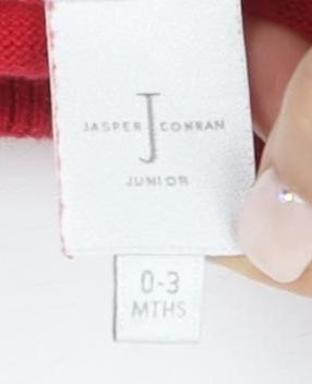 Jasper Conran Red Cardigan 0-3 Months Unisex Cotton Jumper