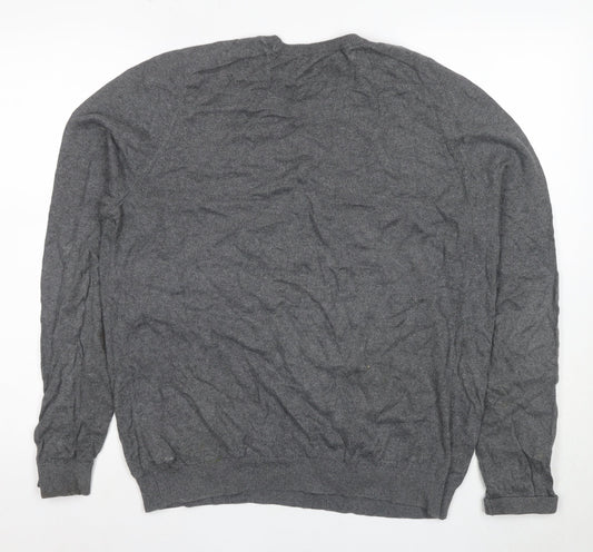 Gap Men's Grey Pullover Jumper - L, Cotton Cashmere