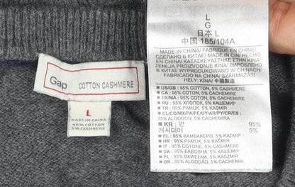 Gap Men's Grey Pullover Jumper - L, Cotton Cashmere
