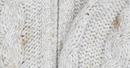 Les Copains Mens Beige Full Zip Cable-Knit Jumper Size S