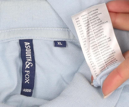 Asquith & Fox Men's Blue Cotton Polo Shirt XL