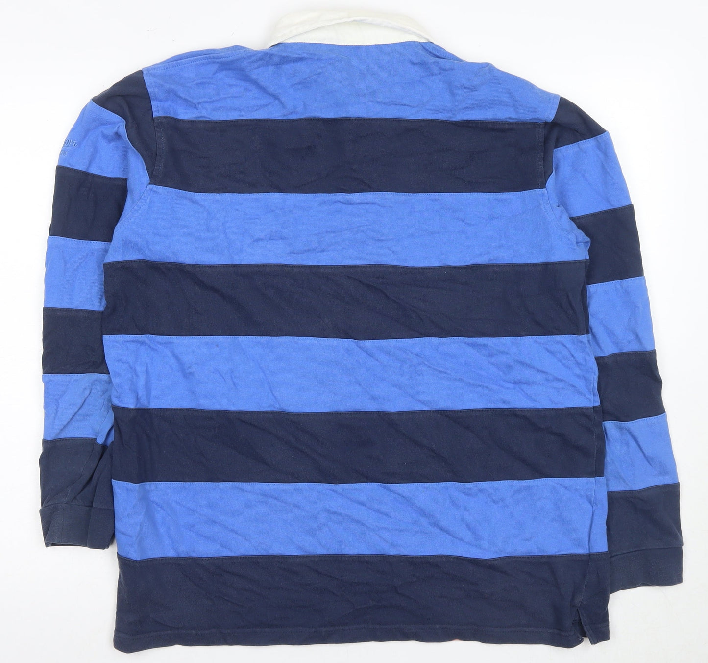 Cotton Traders Men's Blue Striped Polo Shirt - Large