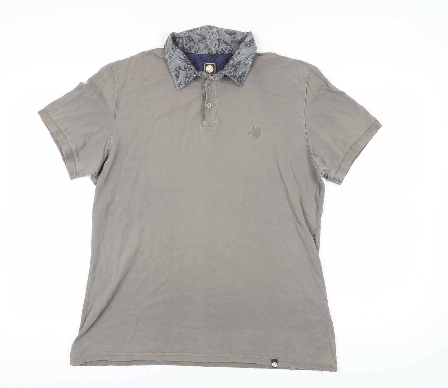 Pretty Green Men's Grey XL Cotton Polo Shirt