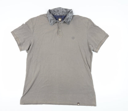 Pretty Green Men's Grey XL Cotton Polo Shirt