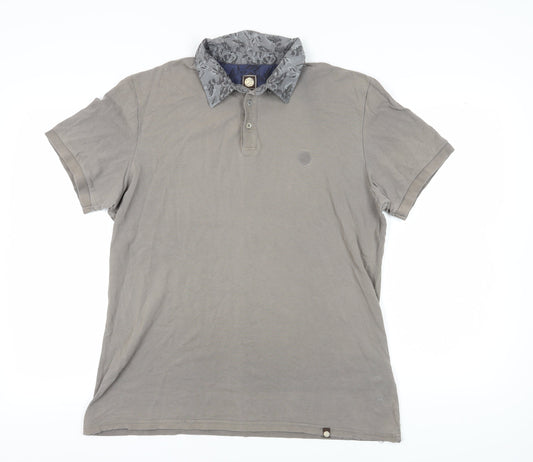 Pretty Green Men's Grey XL Cotton Polo Shirt