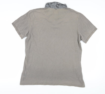 Pretty Green Men's Grey XL Cotton Polo Shirt