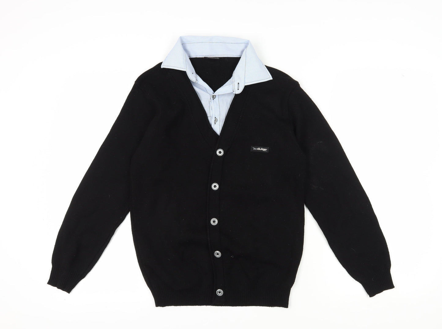 Dülger Boys Black XL V-Neck Cardigan