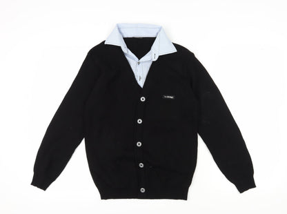 Dülger Boys Black XL V-Neck Cardigan