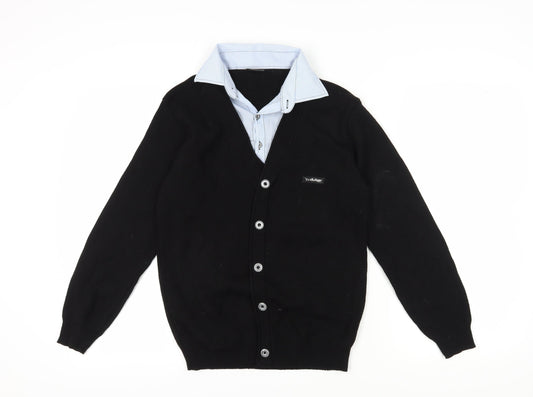 Dülger Boys Black XL V-Neck Cardigan