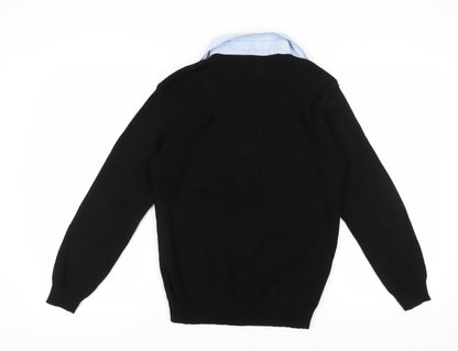 Dülger Boys Black XL V-Neck Cardigan