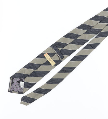 Marks and Spencer Men's Black Striped Silk Tie 176 Herringbone