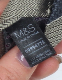 Marks and Spencer Men's Black Striped Silk Tie 176 Herringbone