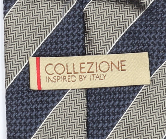 Marks and Spencer Men's Black Striped Silk Tie 176 Herringbone