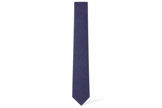 Front view of Thomas Nash Men's Purple Checked Silk Tie