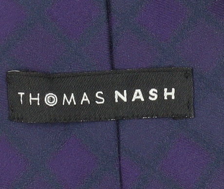 Thomas Nash Men's Purple Checked Silk Tie