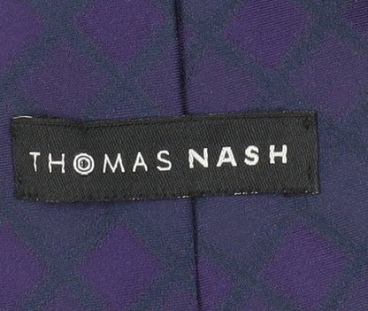 Thomas Nash Men's Purple Checked Silk Tie