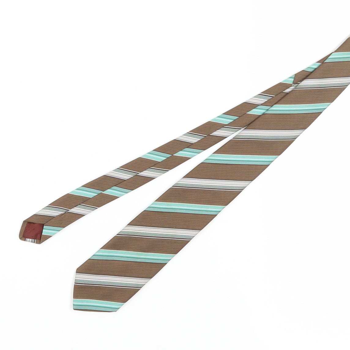 Hardy Amies Brown Aqua Striped Men's Vintage Tie