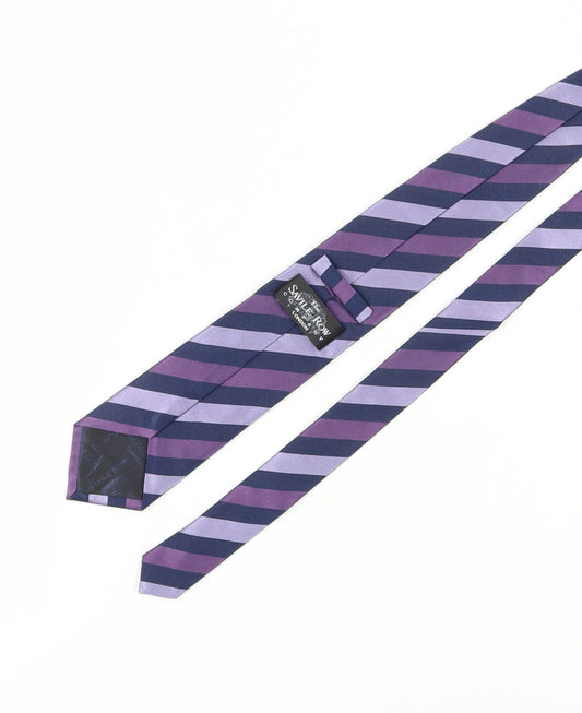 Savile Row Men's Purple Striped Silk Tie