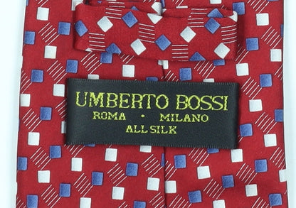 Umberto Bossi Men's Red Geometric Handmade Silk Tie
