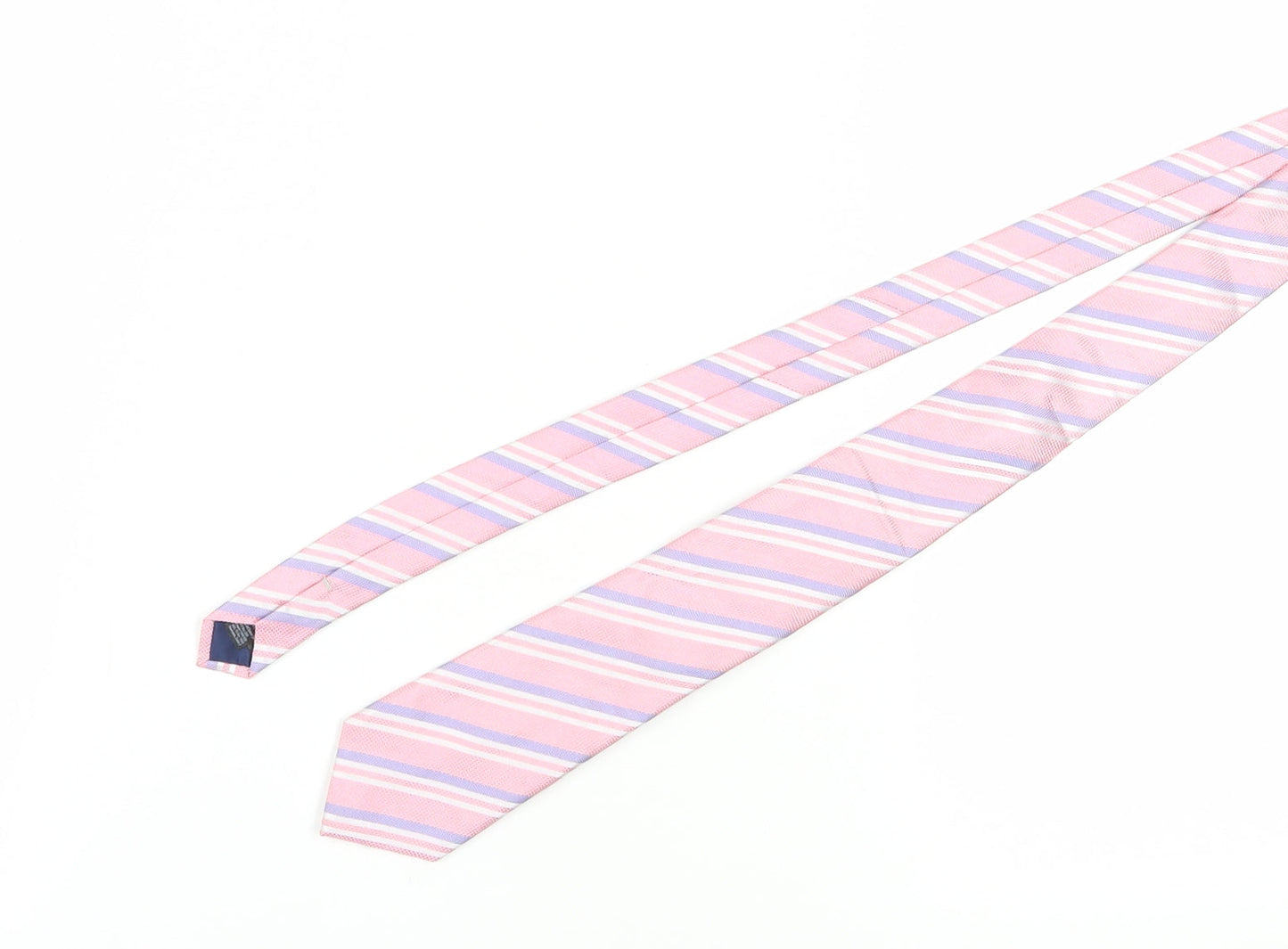 Marks and Spencer Men's Pink Striped Silk Tie