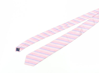 Marks and Spencer Men's Pink Striped Silk Tie