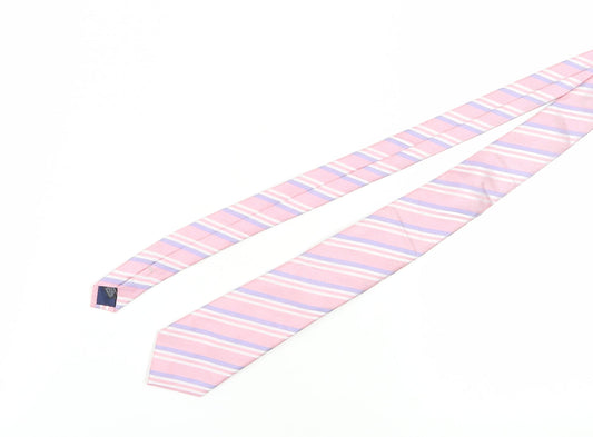 Marks and Spencer Men's Pink Striped Silk Tie