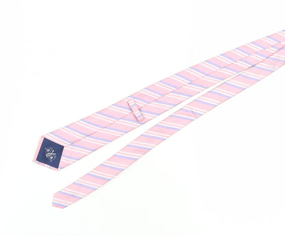 Marks and Spencer Men's Pink Striped Silk Tie