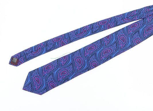 Marks and Spencer Men's Blue Paisley Silk Slim Tie
