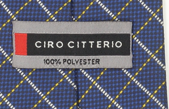 Mens Ciro Citterio Blue Plaids & Checks 100% Polyester Designer Tie