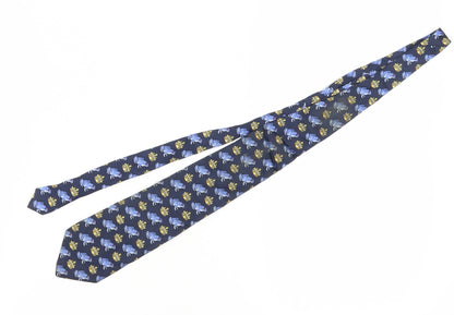 The Windsor Collection Men's Blue Silk Animal Print Tie