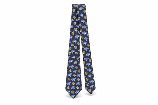 The Windsor Collection Men's Blue Silk Animal Print Tie