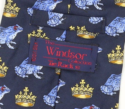 The Windsor Collection Men's Blue Silk Animal Print Tie