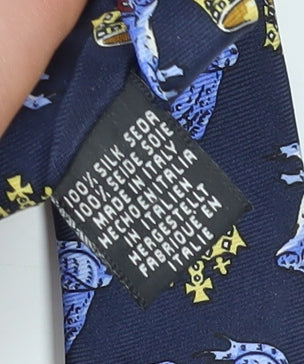 The Windsor Collection Men's Blue Silk Animal Print Tie
