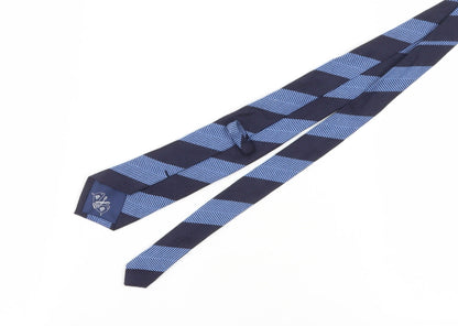 Marks and Spencer Men's Blue Striped Wool Silk Slim Tie