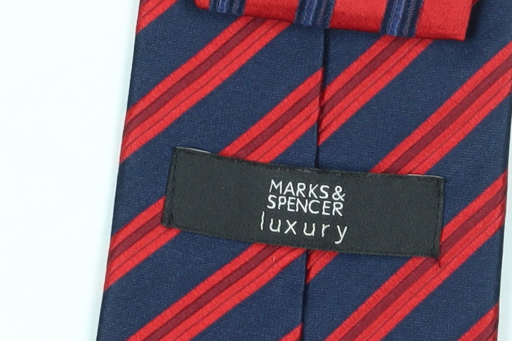 Marks and Spencer Men's Red Striped Silk Tie