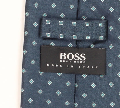 Mens Boss Blue Polka Dot 100% Silk  Tie