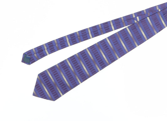 Additional front view of Principles for Men Blue Striped Silk Tie