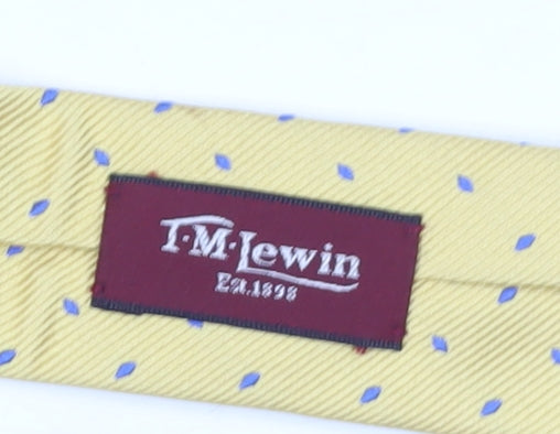 T.M.Lewin Men's Yellow Silk Polka Dot Tie