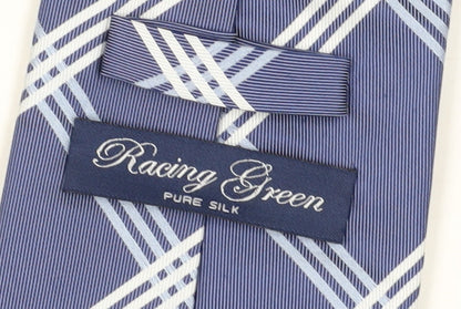 Racing Green Men's Blue Plaid Silk Tie - One Size