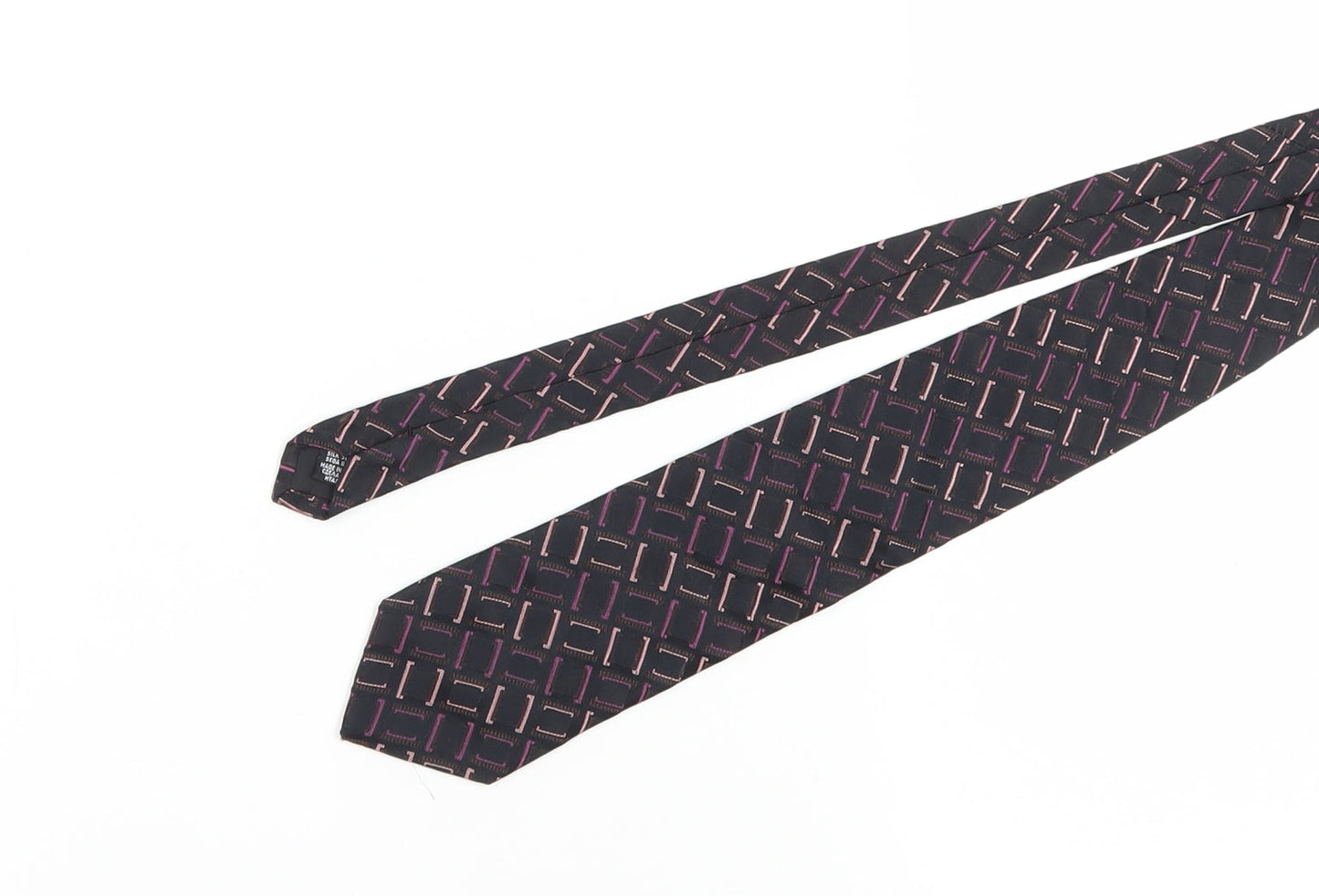 Hugo Boss Men's Black Geometric Silk Tie