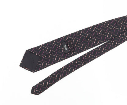 Hugo Boss Men's Black Geometric Silk Tie