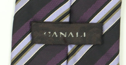 Mens Canali Purple Striped 100% Silk  Tie