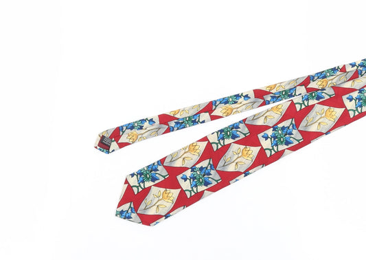 Van Gils Men's Red Floral Polyester Slim Tie