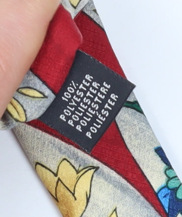 Van Gils Men's Red Floral Polyester Slim Tie